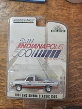 1/64 GREENLIGHT 1981 GMC SIERRA CLASSIC 65TH INDY 500 TRACK TRUCK SILVER