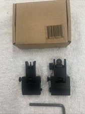 Flip Up Sights Front  Rear Black Aluminum 20mm Picatinny Mount