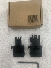 Flip Up Sights Front & Rear Black Aluminum 20mm Picatinny Mount