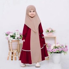 2pcs Muslim Kids Girls Amira Hijab Prayer Abaya Burka Niqab Islamic Kaftan Arab