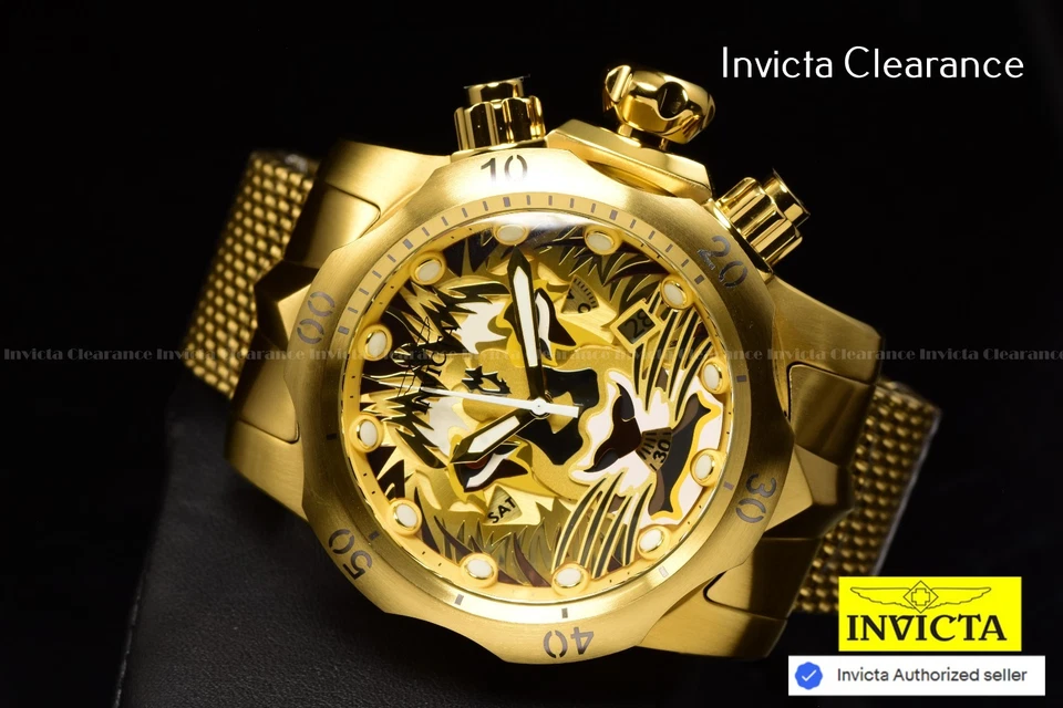 Reloj Invicta Hombre Venom LION HEART Dorado Predator Cronógrafo Tono Dorado Malla SS 54mm Foto 2 de 4