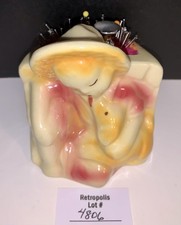 USA Pottery Ceramic Boy & Dog Planter Pin Cushion 582