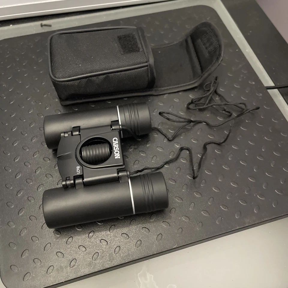 Carson 8x21mm Compact Binoculars Multicoated Optics Matte Black w/ Case - Image 2 of 2