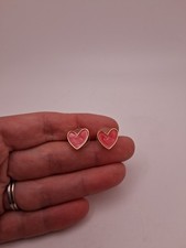 Chic Pink Heart Stud Earrings Simple Fashion Jewelry Women Girls Gift Golden