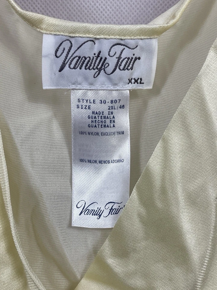 Vestido Vanity Fair Amarillo Suave Sin Mangas Nylon Talla XXL Bordado Estilo 30-807 Foto 3 de 4
