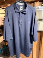 XL - Mens - FootJoy FJ Polo Shirt Navy Blue Short Sleeve Golf Stretch