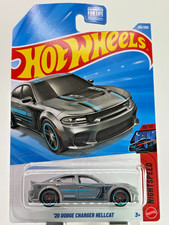 Hot Wheels 2020 Dodge Charger Hellcat Nightburnerz Gray Blue Stripes #134/250