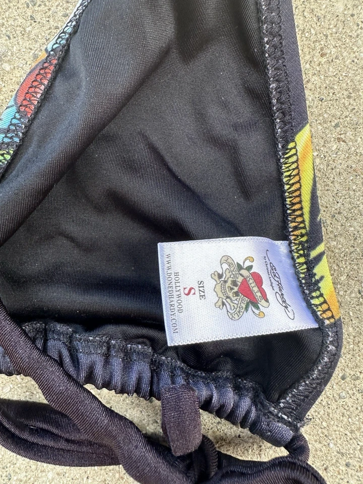 Top de Bikini ED HARDY Vintage Y2K Raro Piratas Halter Edgy S Foto 3 de 3