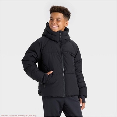 Boys' Puffer Hooded Jacket - All In Motion Black S *SEE DEAL!!!*