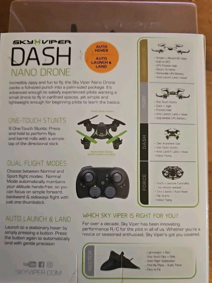 Sky Viper Dash Nano Drone Indoor Flying Black/Green. No FAA required. - Image 4 of 4