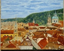 Daorong Oil Painting Beautiful  Spring In City Praque Oil Painting20x16