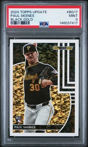 146037417 Paul Skenes 2024 Topps Update #BG-17 Black Gold Rookie RC PSA 9