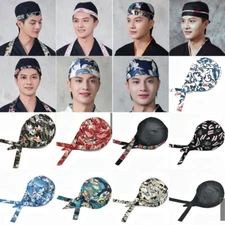 Men Japanese Printed Chef Waiter Cap Headwear Hat Izakaya Sushi Kitchen Home