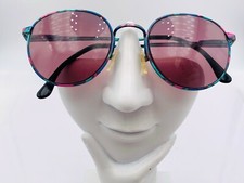 Vintage Etiquette G505 Blue Green Pink Metal Oval Sunglasses Italy FRAMES ONLY
