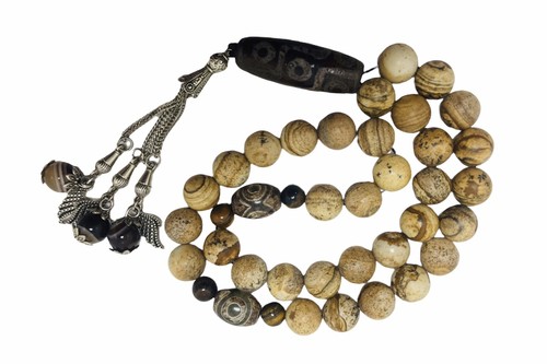 Islamic Rosary Prayer Beads Various Antique Gemstones 12mm 33 Beads 119g - Picture 6 of 11