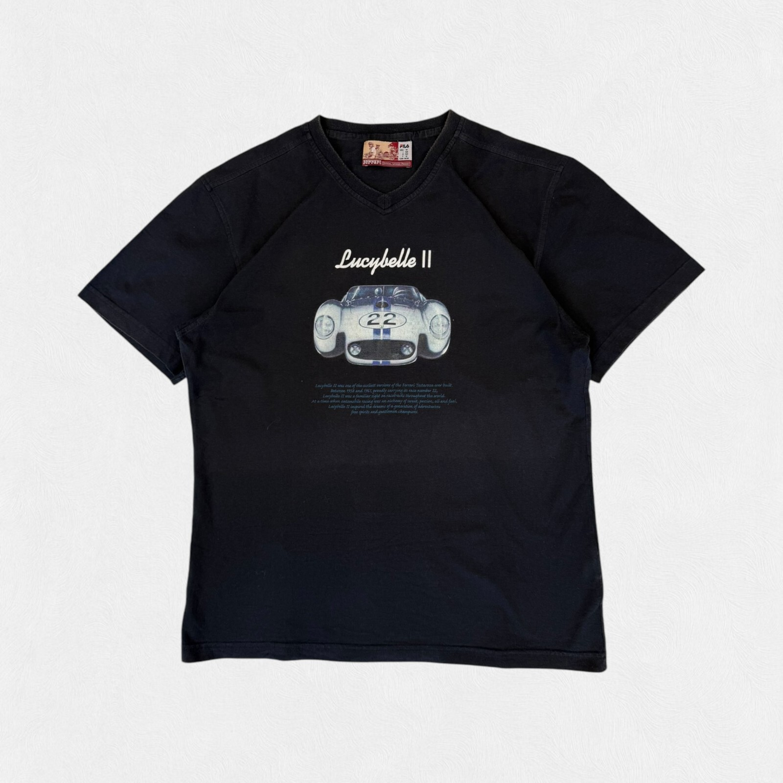 T shirt grafica Ferrari Fila Lucybelle 2 auto da corsa nera media