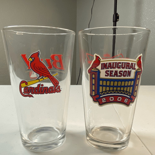 EUC MLB St Louis Cardinals Baseball 2006 Inaugural Season (2) 16 oz Beer Glass