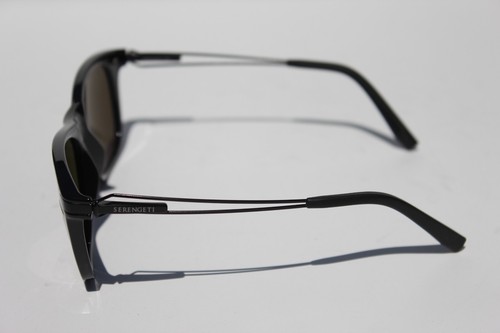 SERENGETI Pivia POLARIZED Sunglasses Shiny Black/555nm Gray Green NEW 8195 Italy - Picture 7 of 9