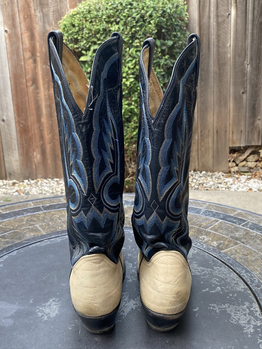 Vintage Tony Lama Two Tone Tall Cowboy Western Boots Men's