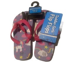 Toddler Girls Size 5/6 Unicorn Rainbow Clouds Flip Flops Summer Shoes NWT
