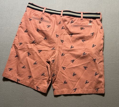 Izod Hummerdruck koralle Herren vorne flach lässig elegante Shorts Größe 44 x 10 mit Gürtel - Bild 2 von 7