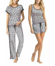 Lucky Brand Women's Grey Stars 4PC Pajama Set Size SMALL