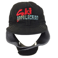 Vtg Ski Appalachian Ear Flap Hat Mountain Resort Vacation Winter Weather Dad Cap