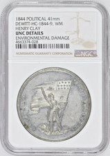 HENRY CLAY POLITICAL CAMPAIGN MEDAL DEWITT- HC-1844-9 WM NGC UNC DETAILS