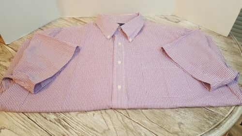 Croft & BaMen's Dress Shirt Short Sleeve Classic Fit Purple White Gingham New XL - Afbeelding 1 van 5