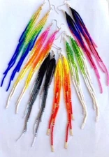 HANDMADE BEADED FASHION EXTRA LONG HOOK EARRINGS NICKLE FREE HYPOALLERGENIC USA