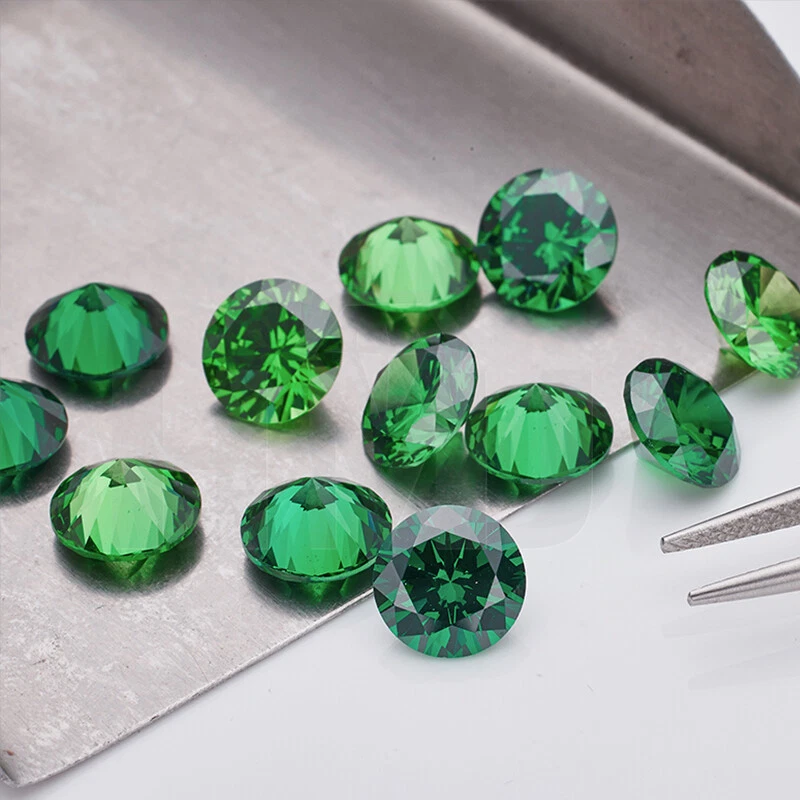 Piedra de nacimiento redonda verde suelta circonita cúbica 0,8 ~ 15 mm 500 piezas 5A circonita cúbica joyería Foto 4 de 4