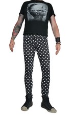 TRIPP BLACK WHITE DOTS EXPLOITED SKINNY JEANS ROCKER UNISEX FIT PUNK ROCK PANTS