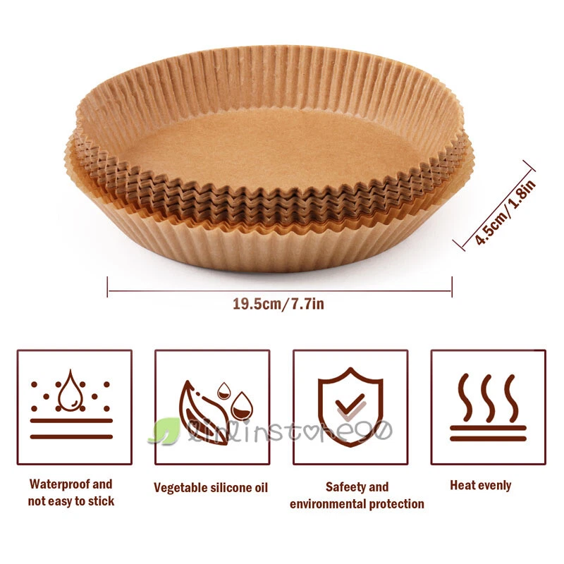 Air Fryer Liners, 100 PCS Disposable Paper Liners, Non-Stick Silicone Oil-proof