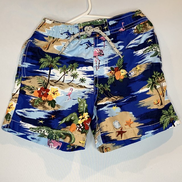 baby boy flamingo swim trunks
