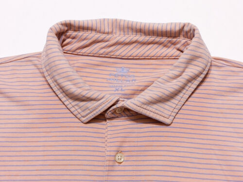 Polo PETER MILLAR manica corta lavaggio mare corallo arancione a righe XL - Foto 3 di 8