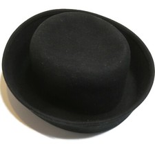 New York Hat Co Mens Fedora Bucket Top Hat 100% Wool Black 7" DIA Made In USA