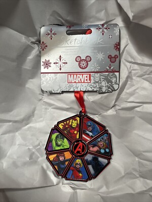 NEW Disney Store Marvel Avengers 60th Anniversary Sketchbook Ornament