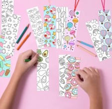 Back To School Gift Color Your Own Bookmarks- Many Designs/60 Total W/ Ribbon