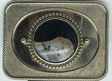 Vintage Silver Tone Mountain Scene Agate Stone Southwestern Belt Buckle