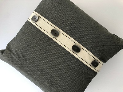 Black  PILLOW  tweed, button band 16x16''  Ethnic Mood NWT Sigrid Olsen
