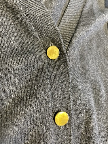 Ann Taylor Damen Strickjacke marineblau gold Knopfleiste Größe S 3/4 Ärmel Taschen - Bild 9 von 11