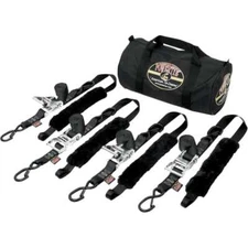 PowerTye Black Fat Strap Motorcycle ATV Tie Downs 4 1.5" 1000 Lb Trailer Straps