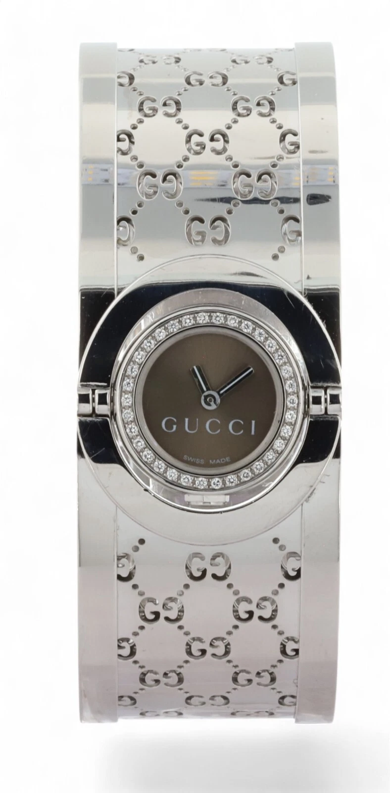 Montre pour femme GUCCI TWIRL YA112 bracelet 34 lunette diamant acier cadran bronze   23 mm