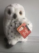 FAO Schwarz White Spotted Owl Plush Toy Realistic Wildlife Animal 9" NEW