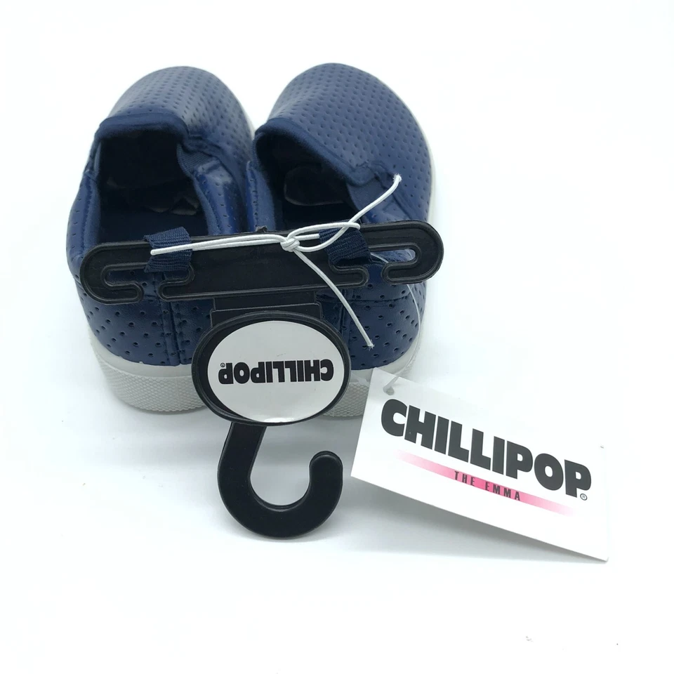Tênis Chillipop Infantil Meninos Meninas Couro Sintético Azul Marinho Tamanho 7 - Imagem 3 de 4