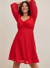 Torrid Red Lace Fit And Flare Stretchy Dress NWT New 00X