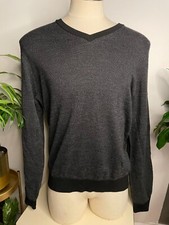 Bobby Jones Merino Wool Gray Black Pullover Golf Sweater Large Monogram Logo