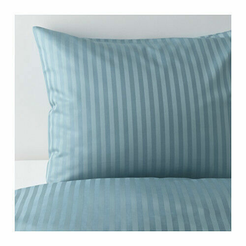 NUOVO Ikea NATTJASMIN Queen / Copripiumone completo e federe BLU lino cotone - Foto 2 di 5