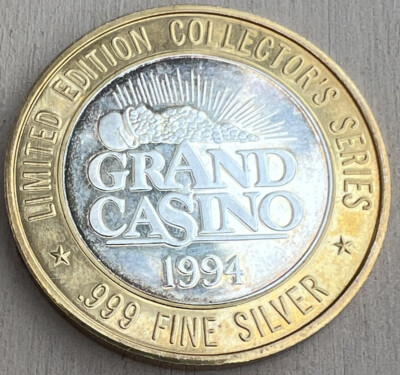 銀币　創立30周年記念1994純銀999 +silver 1994 Grand Casino Limited Edition .999 Silver Token Coin Bourbon
