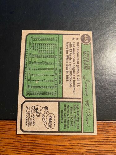 1974 TOPPS BASEBALL #449 TOM McCRAW!! $1 SHIPPING!! - Picture 2 of 2